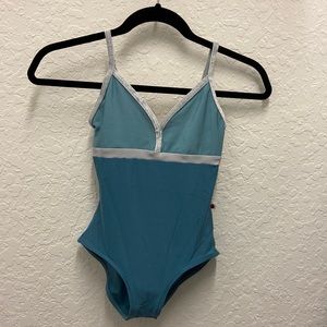 Yumiko leotard size xs blue with velvet trim